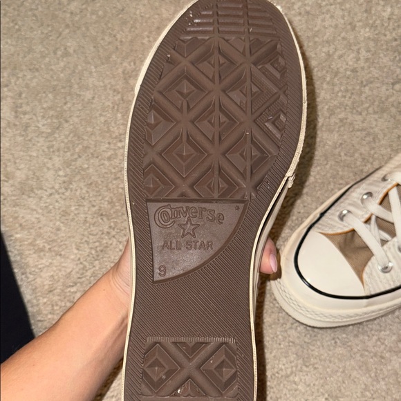 Converse High-Tops in Cream and Orange - Picture 3 of 4